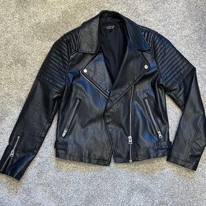 Top Shop Black Leather Biker Moto Jacket